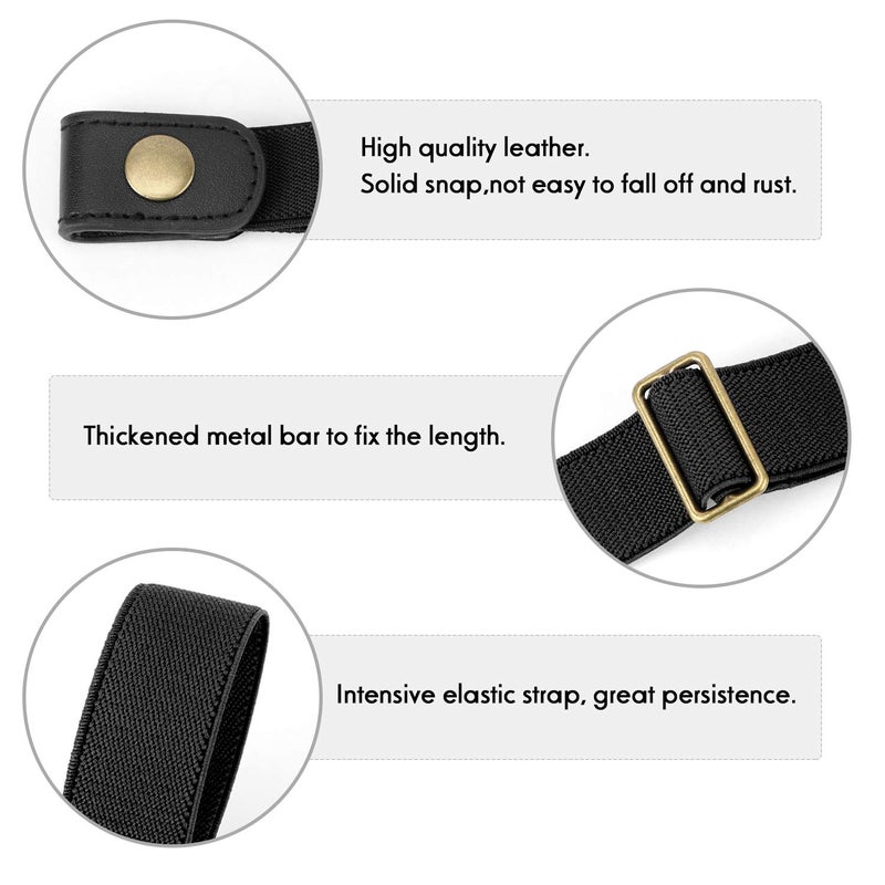 WERFORU No Buckle Stretch Belt for Child Boys Girls Buckle Free Kids Belt Buckleless for Pants Jeans, Black,Waist Size Below 24 Inches - Image 3
